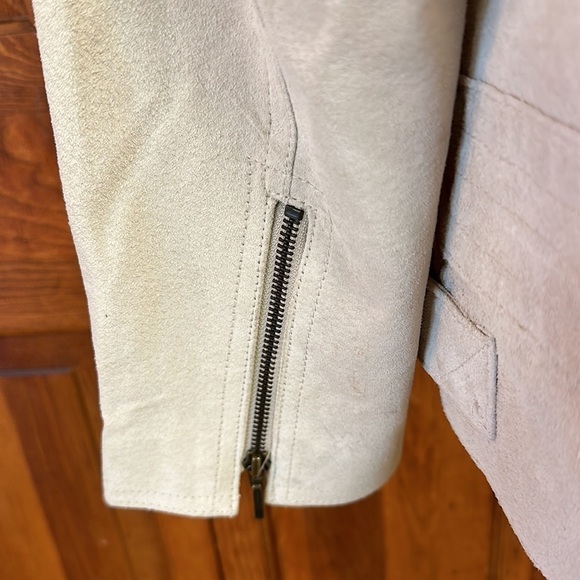 Chicos Suede Leather Birch Utility Biker Moto Jacket Chicos 1/Size 8 - Picture 6 of 13